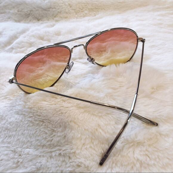 Rosalia Pink Yellow Full Rim Aviator Sunglasses - Picture 8 of 9
